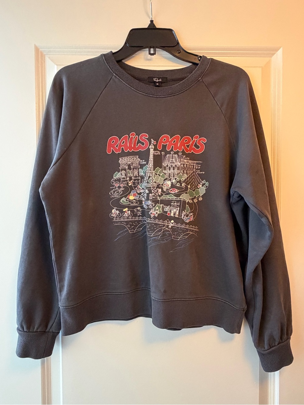 Rails Charcoal Pullover with Red Rails Paris Graphic